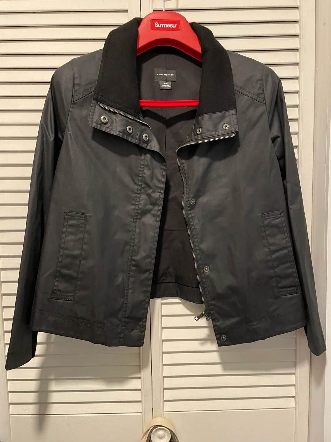 Club Monaco Women's Black Cotton Jacket - Size M thumbnail