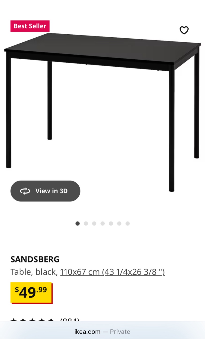 IKEA SANDSBERG Black Table - 110x67 cm - photo 2