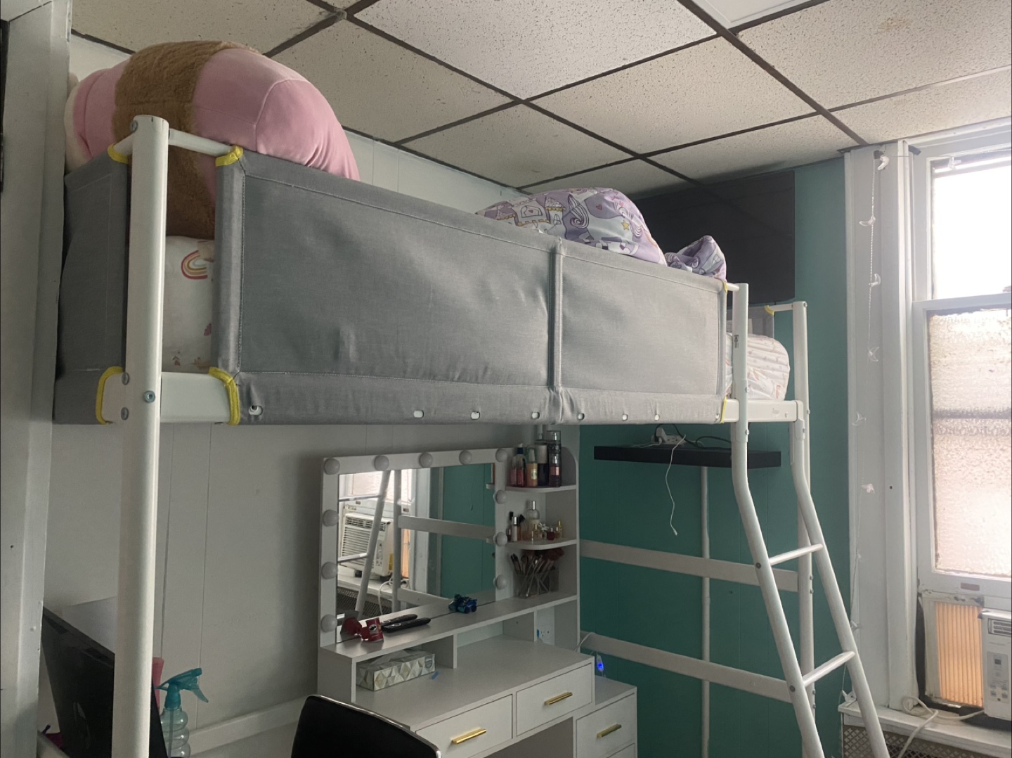 White Loft Bed with Desk - photo 3