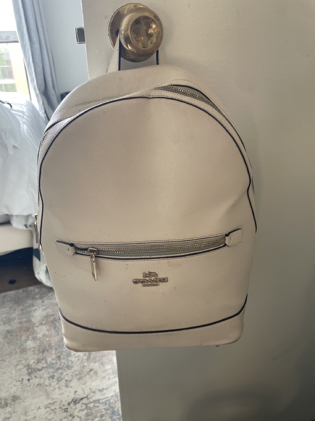 Coach White Leather Backpack
