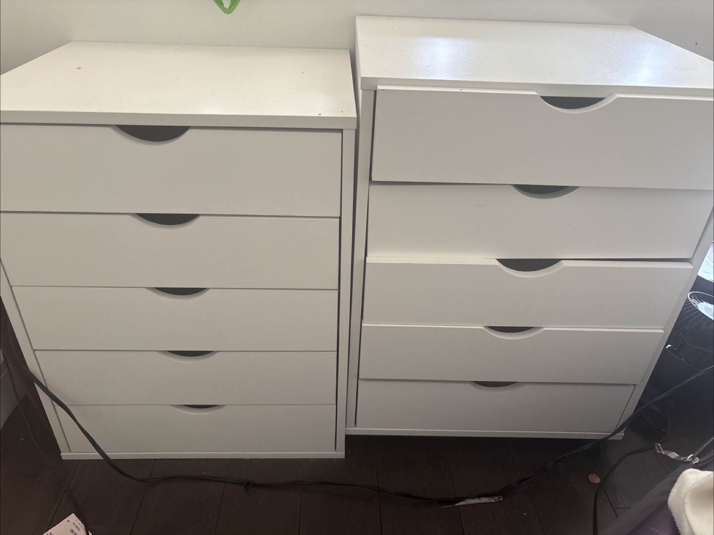 Set of Two White Dressers