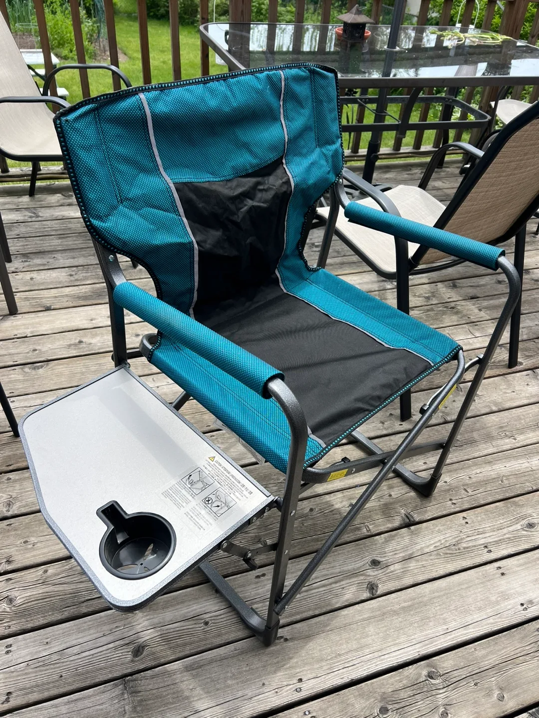 Folding director's chair with side table and cup holder thumbnail