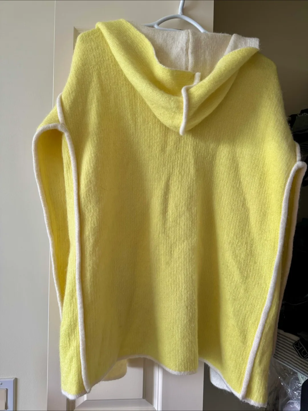 Yellow and Cream Hooded Poncho Sweater image indicator(2)