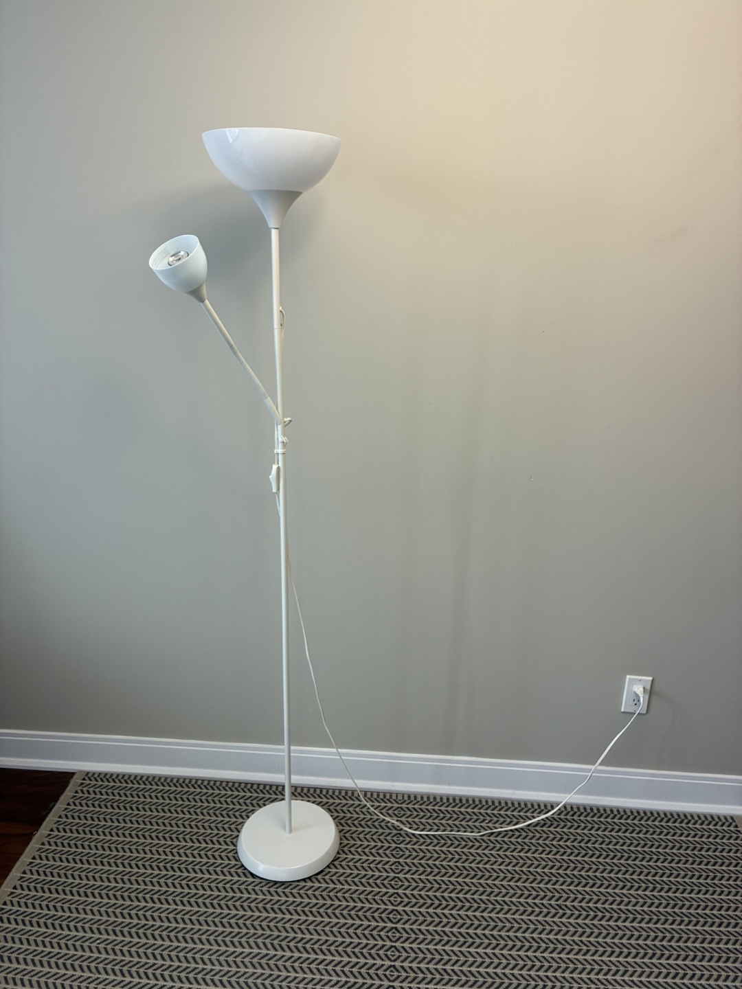White Two-Light Floor Lamp