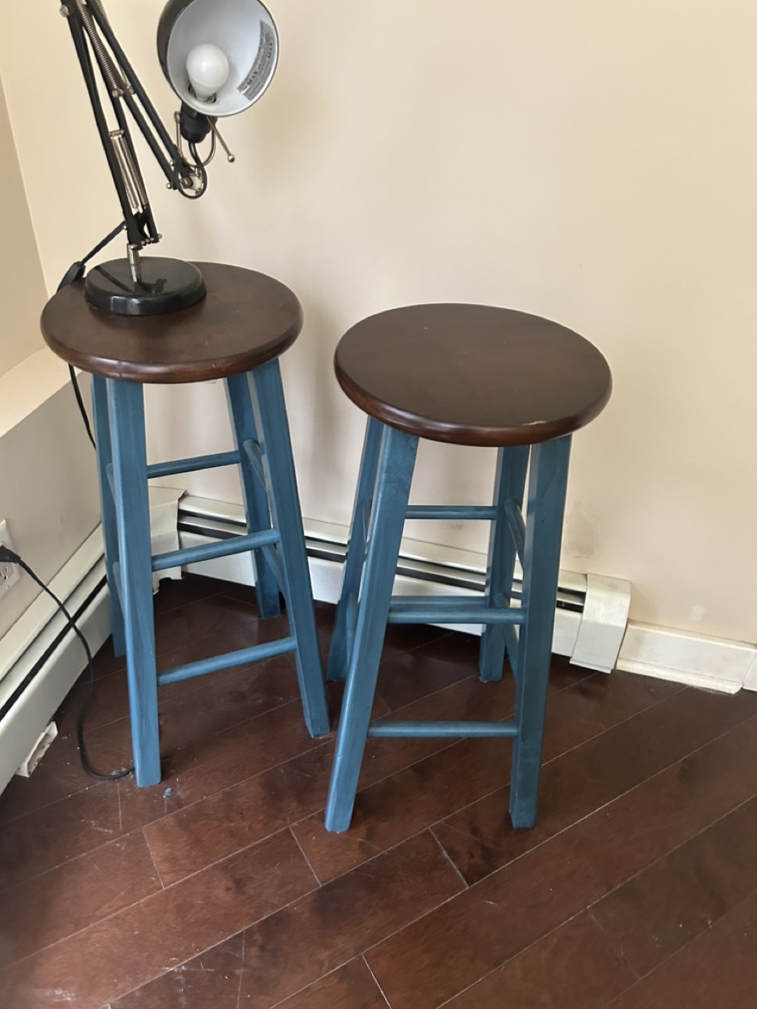 Pair of teal blue stools