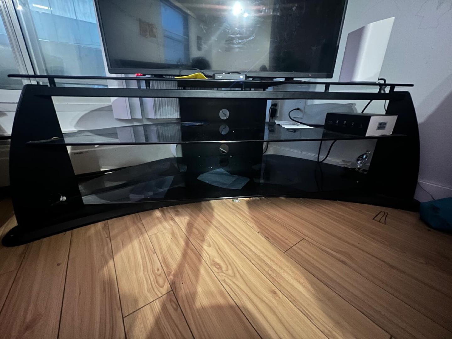 Black Curved Glass TV Stand - photo 2
