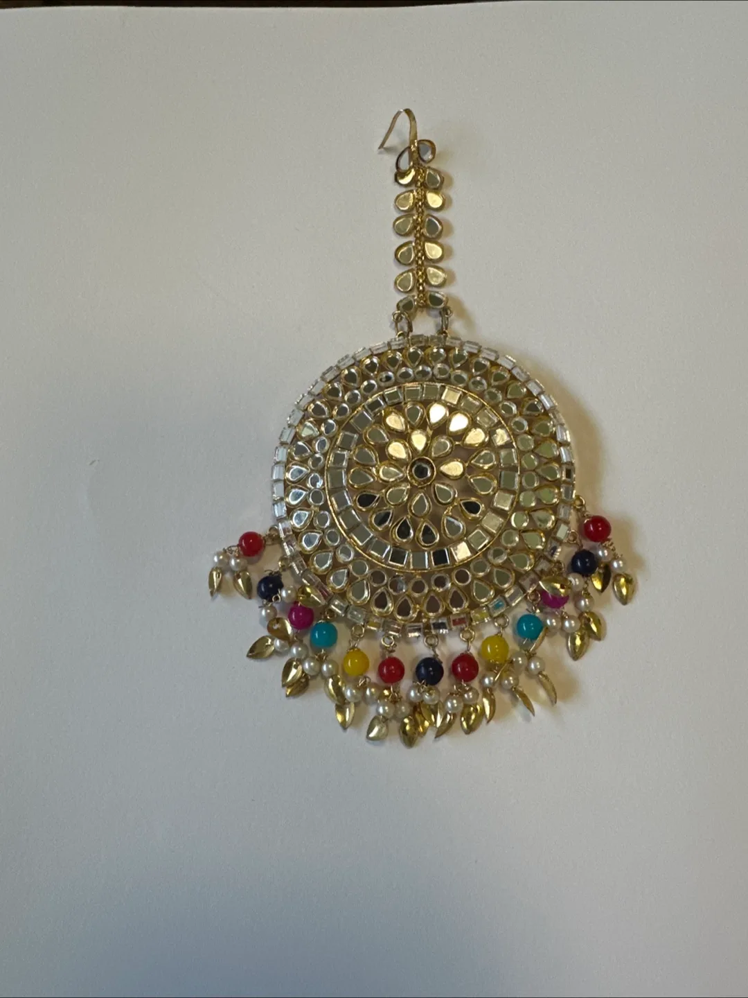 Maang Tikka - Gold and Mirror Work Headpiece thumbnail