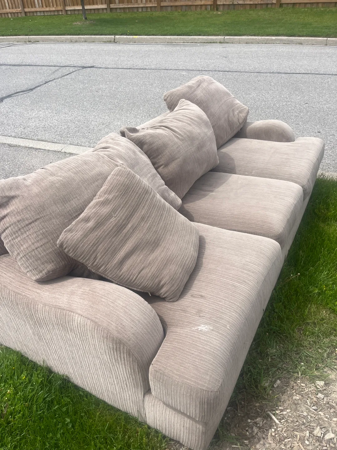 Beige corduroy couch thumbnail