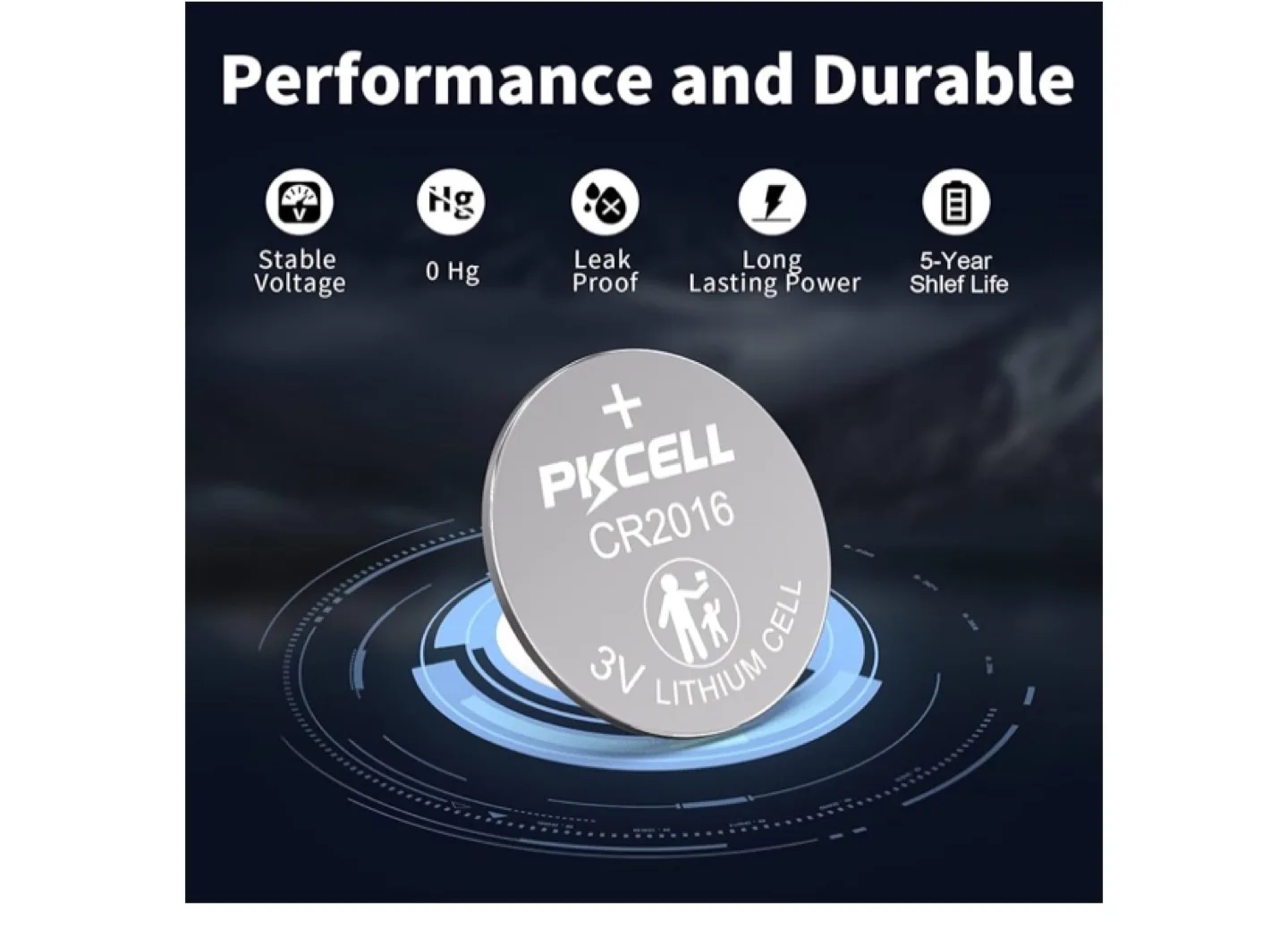 PKCELL CR2016 3V Lithium Batteries (5 Pack) image indicator(3)