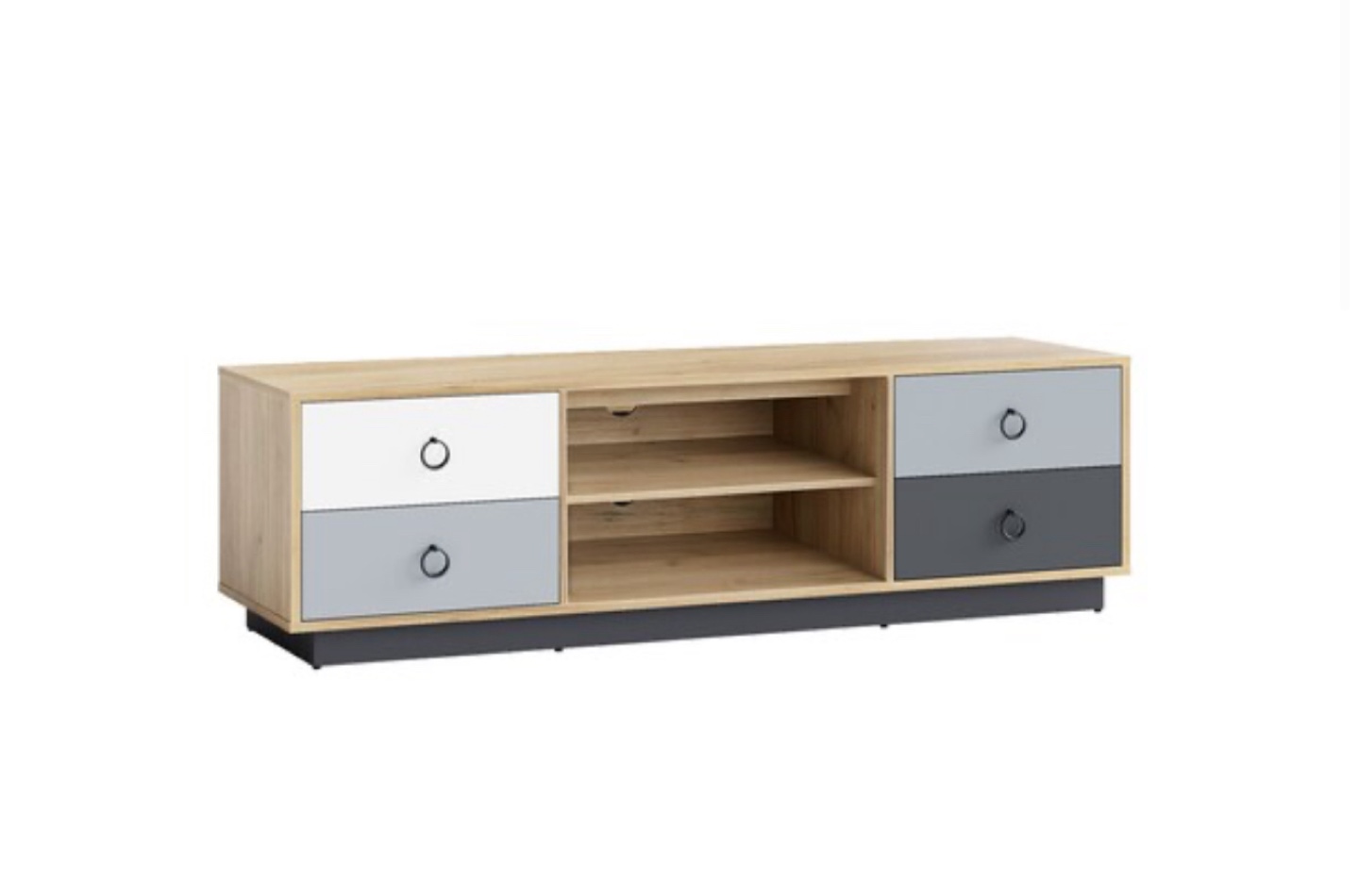 Modern TV Stand with Drawers and Shelf - Gray and Oak - photo 3