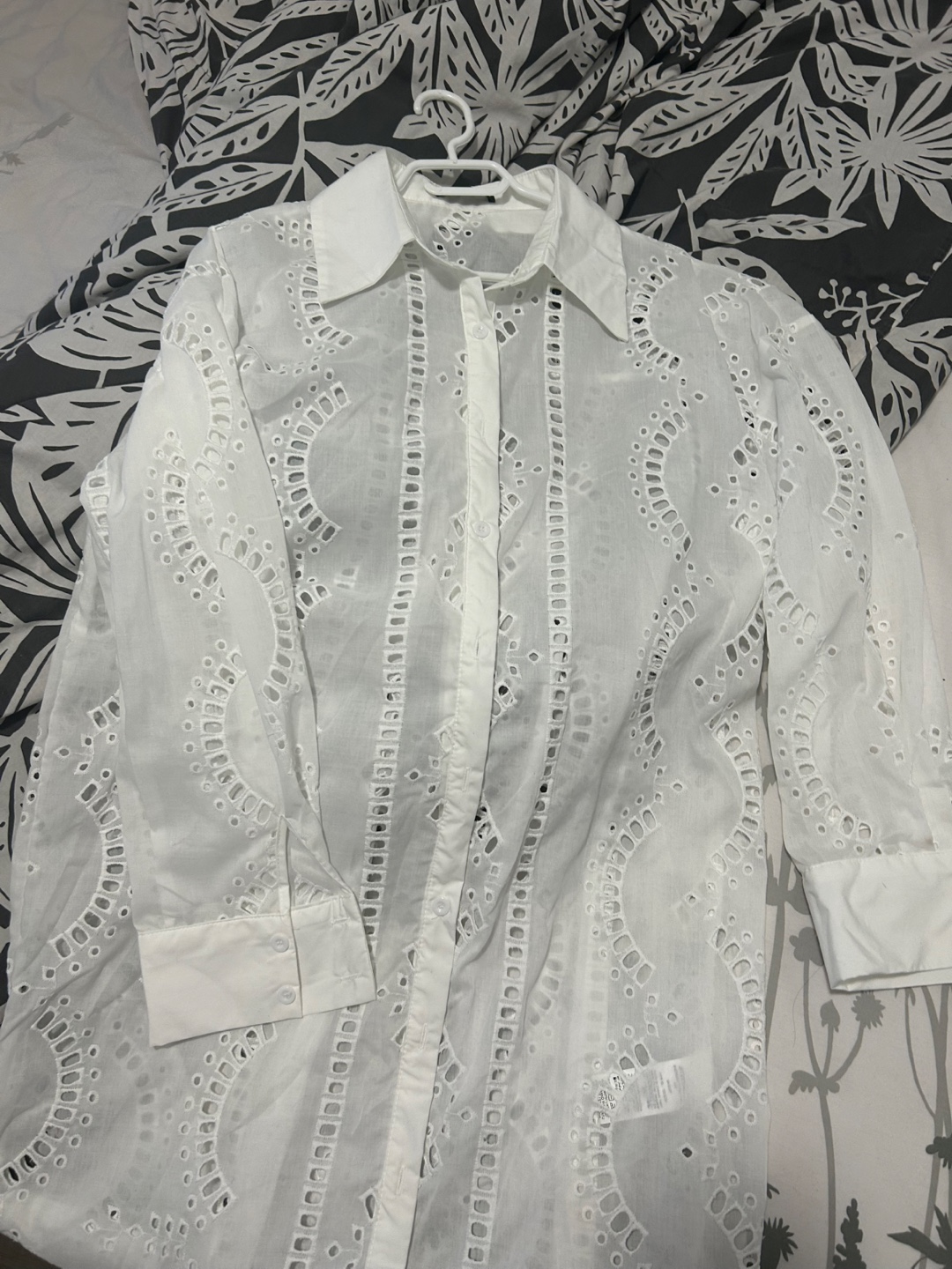 Zara White Eyelet Detail Midi Shirt Dress - photo 2