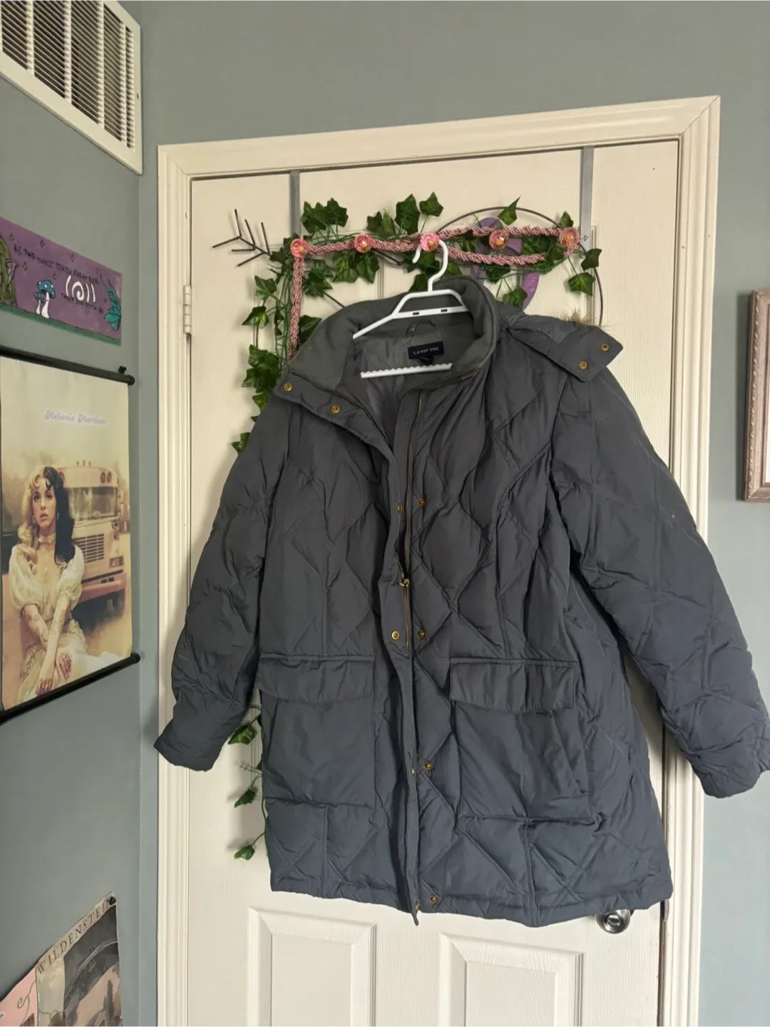 Lands' End Grey Puffer Jacket #freecycle thumbnail