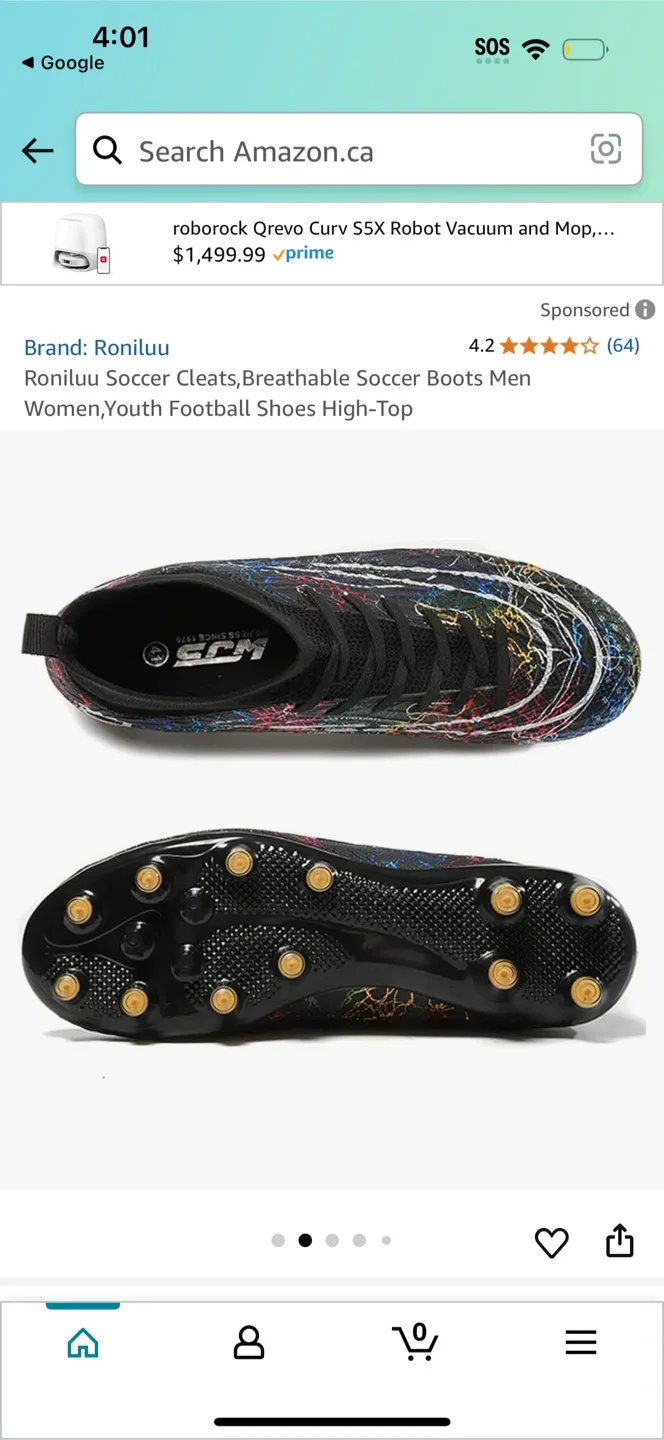 Ronillu Soccer Cleats - Breathable High-Top Football Boots image indicator(2)