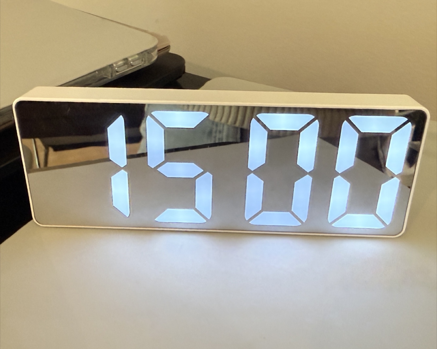 Digital LED Alarm Clock with Mirror Surface