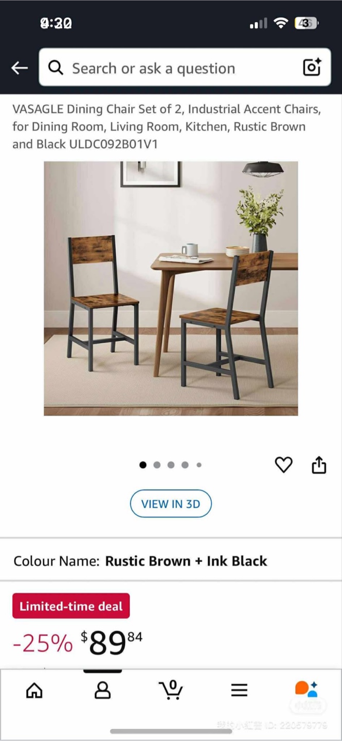VASAGLE Rustic Brown and Black Dining Set - photo 2
