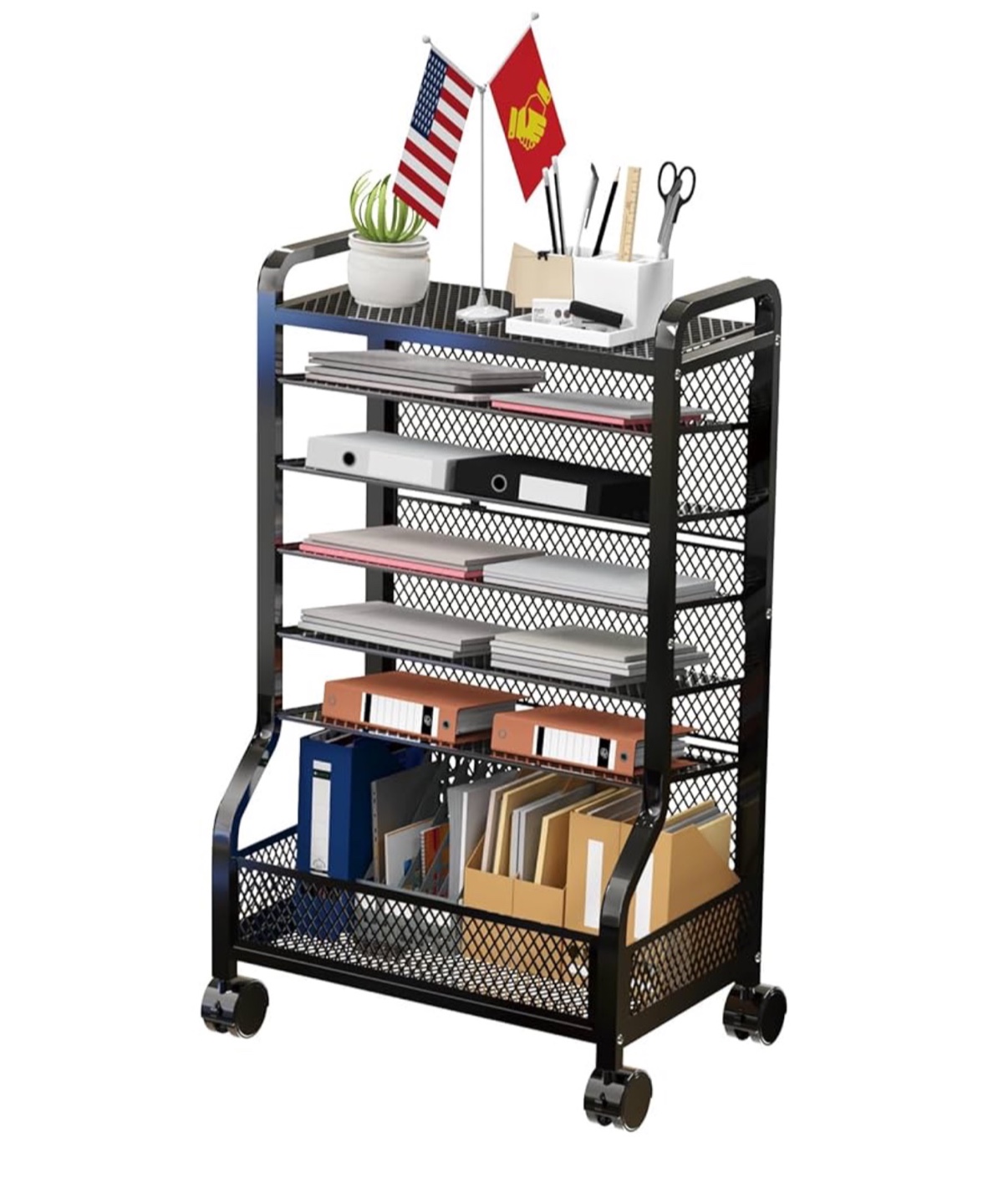 Black Metal Rolling Cart  - Organization Storage