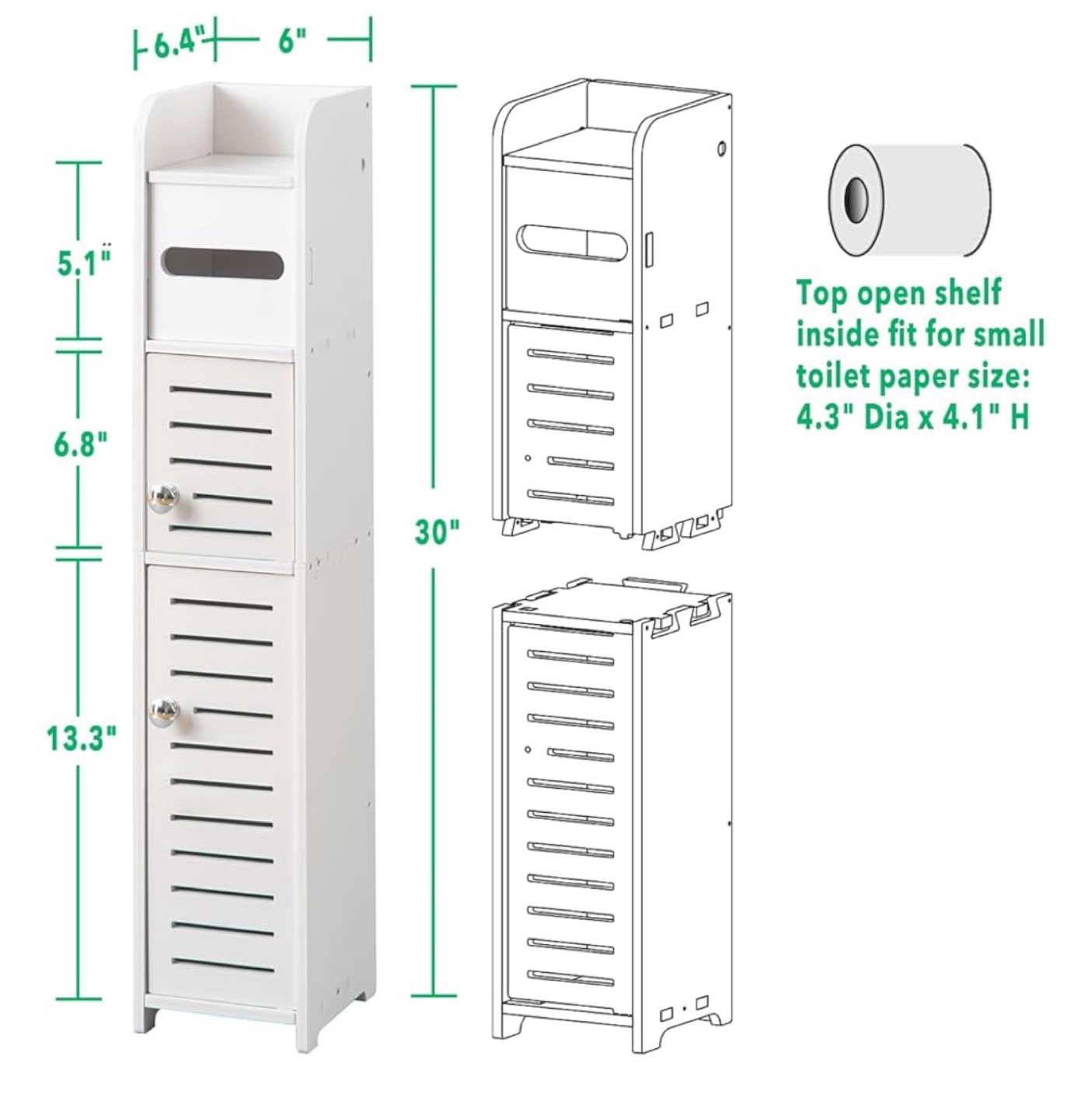 White Bathroom Storage Cabinet Organizer - photo 3