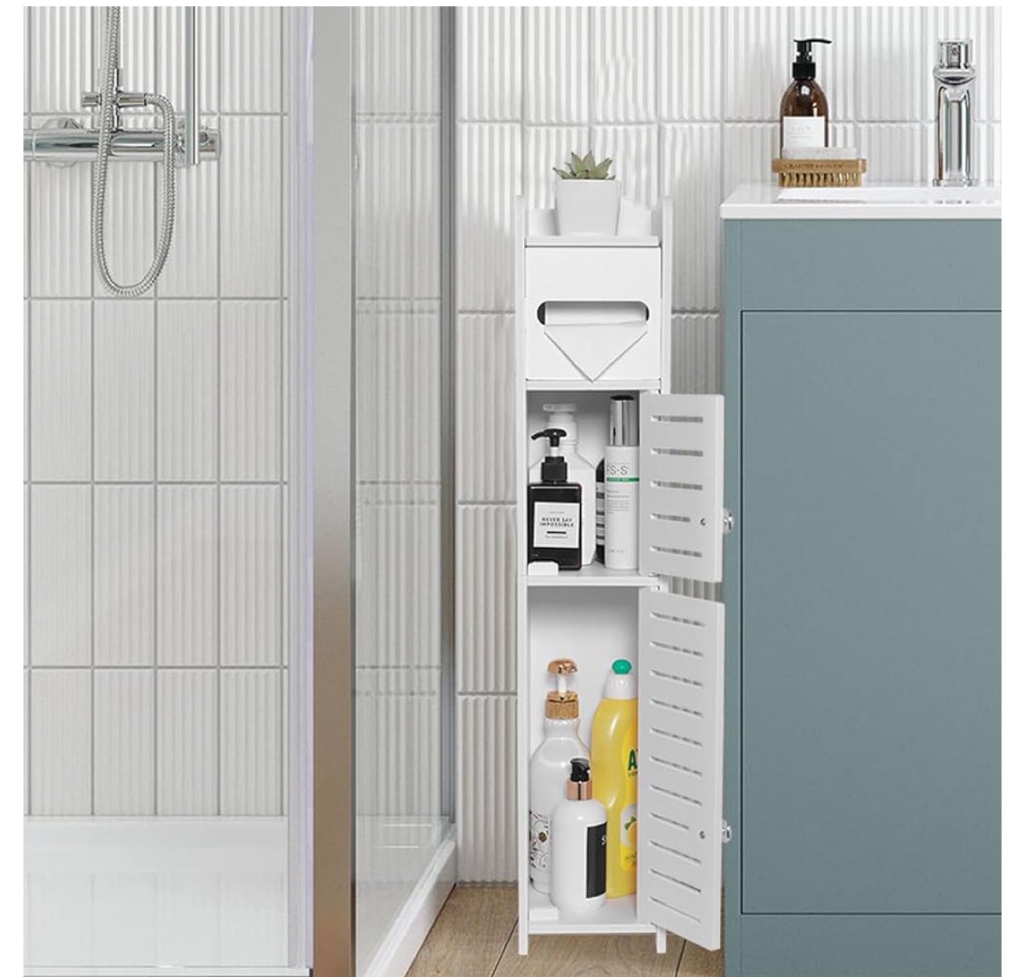 White Bathroom Storage Cabinet Organizer