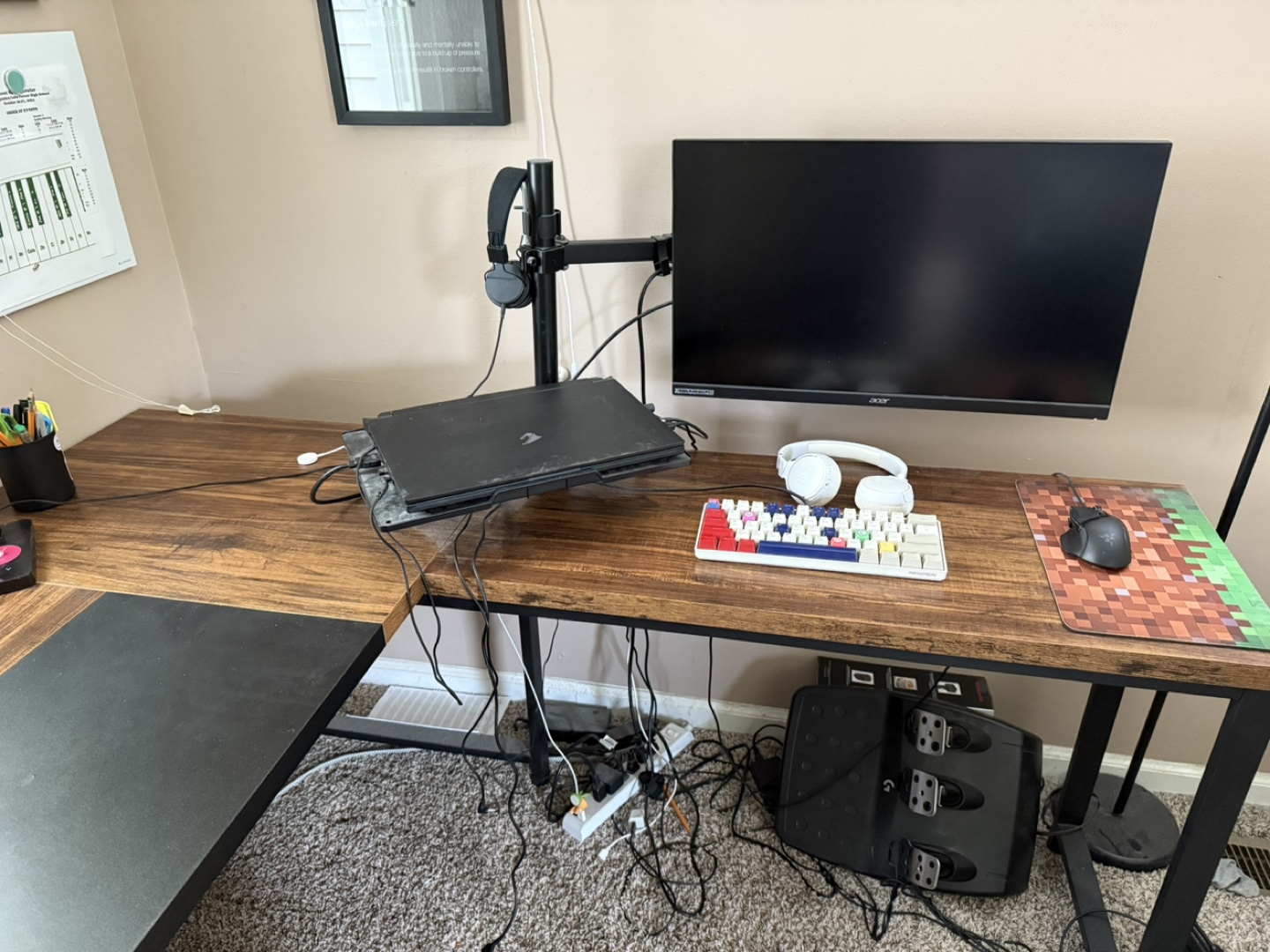 L-Shaped Computer Desk with Mobile File Cabinet - photo 3