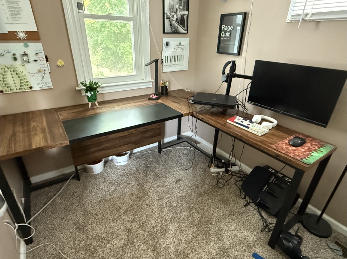 L-Shaped Computer Desk with Mobile File Cabinet