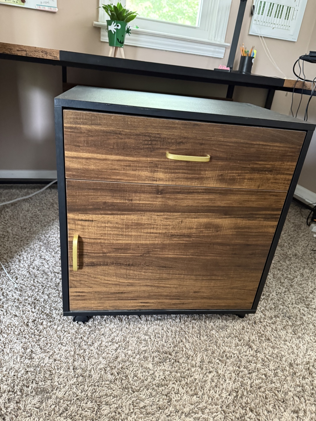 L-Shaped Computer Desk with Mobile File Cabinet - photo 5
