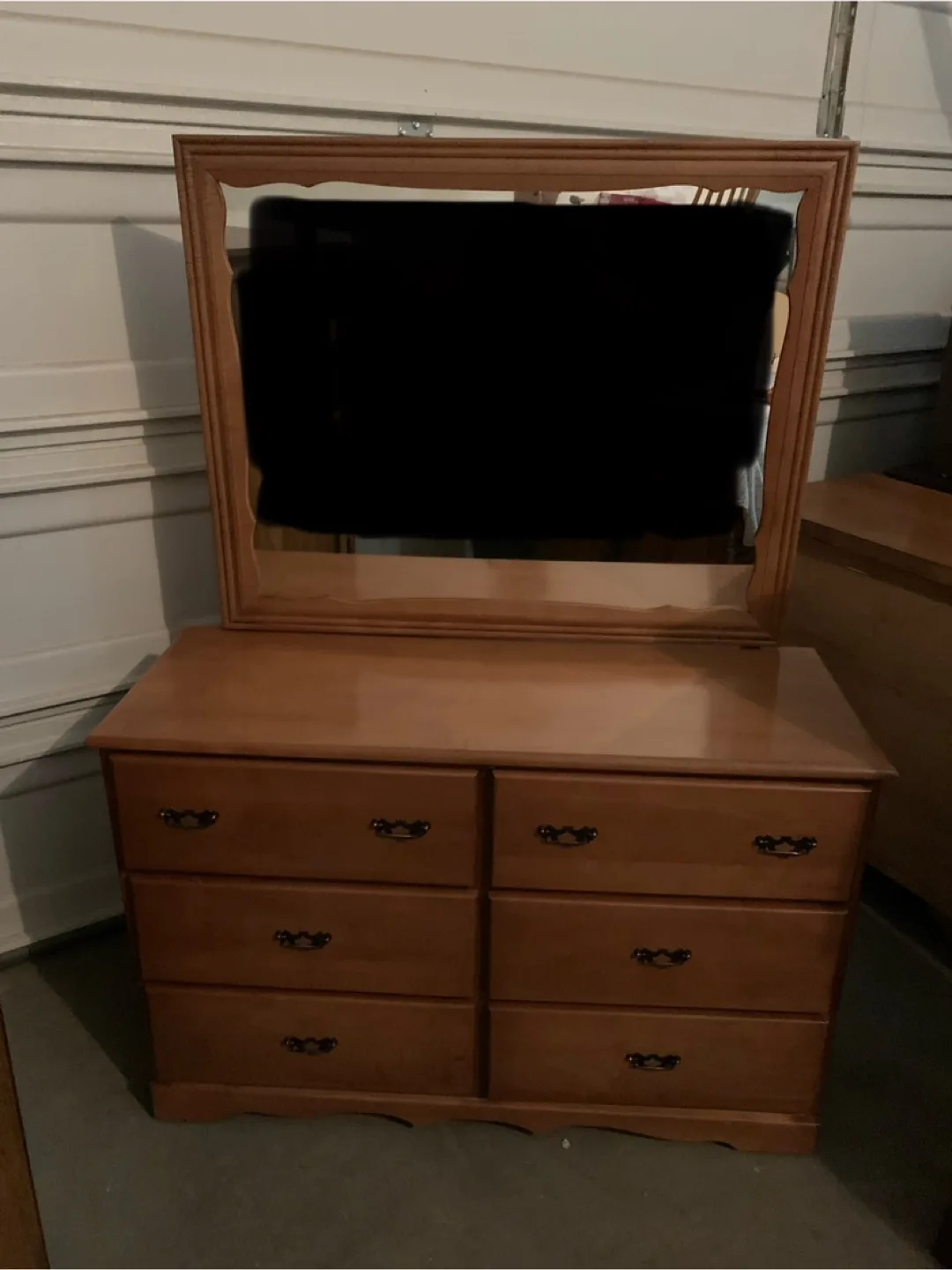 Wooden dresser with mirror thumbnail