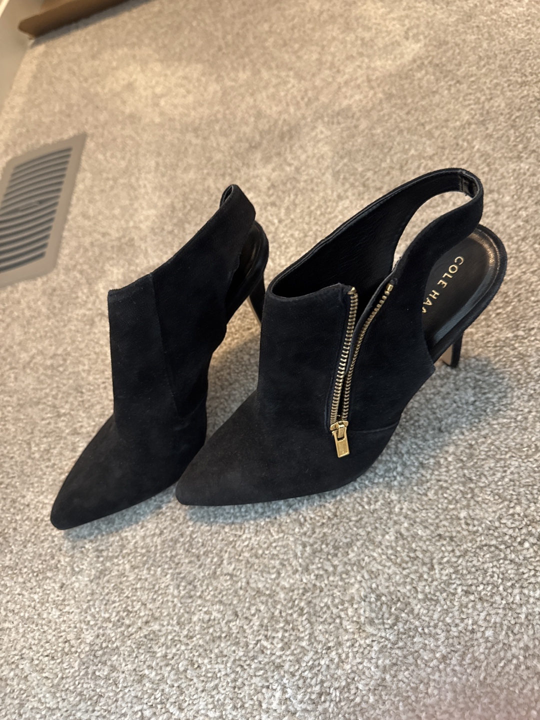 Cole Haan Black Suede Slingback Booties, Size 8B - photo 3