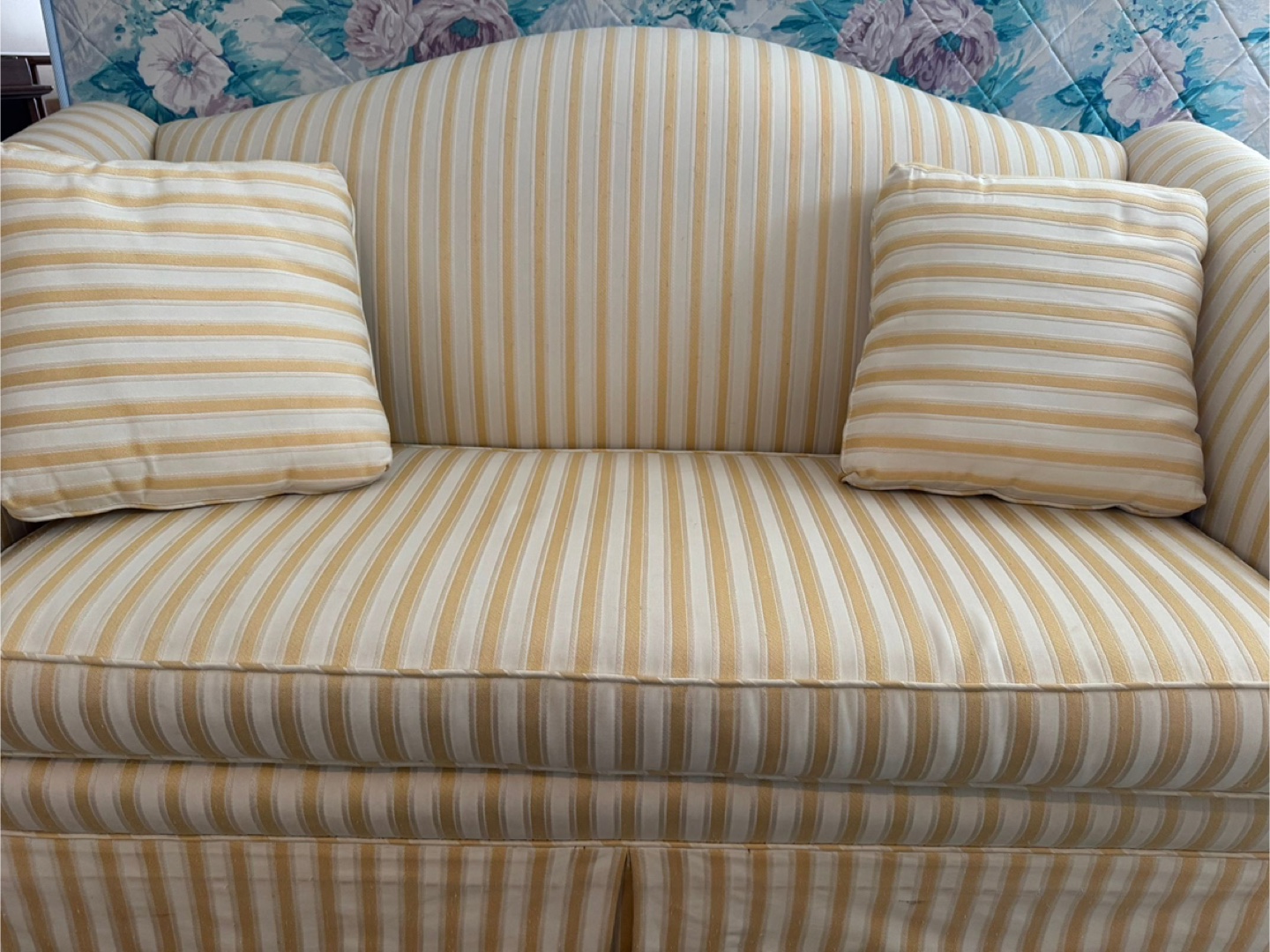 Vintage Yellow and White Striped Sofa