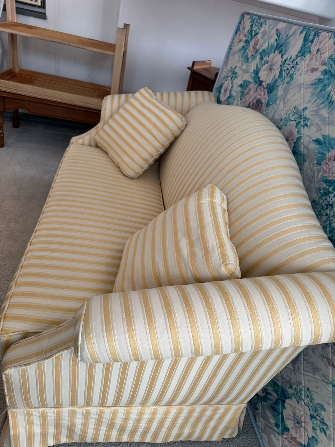 Vintage Yellow and White Striped Sofa - photo 3