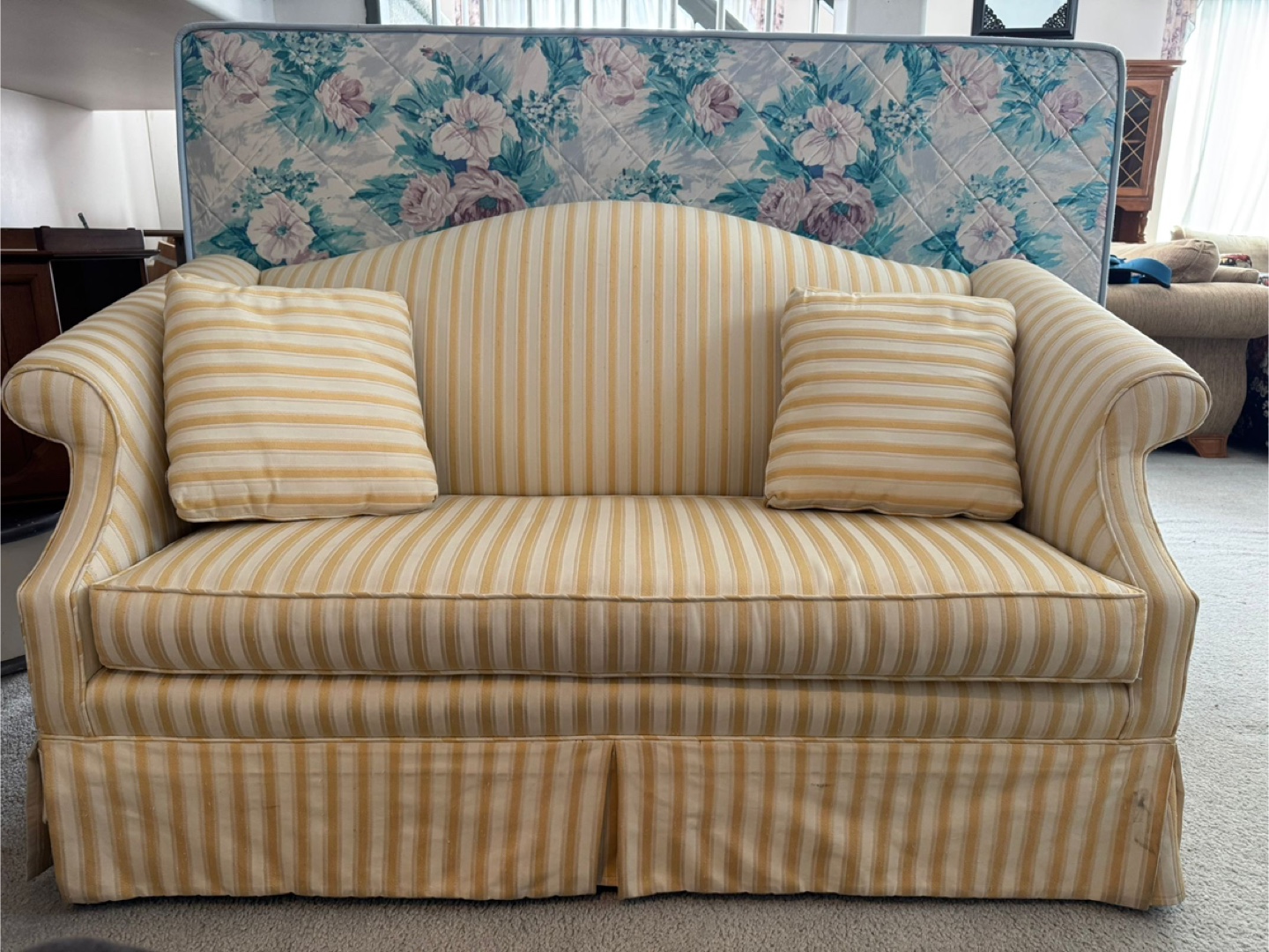 Vintage Yellow and White Striped Sofa - photo 2