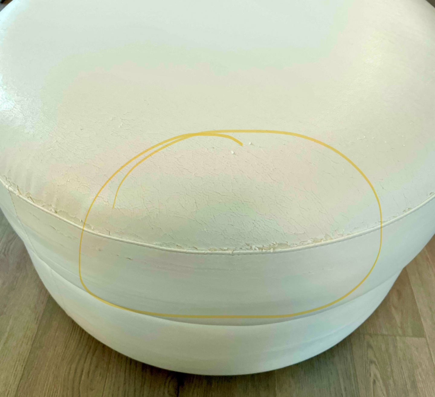Round White Ottoman Footstool - photo 4