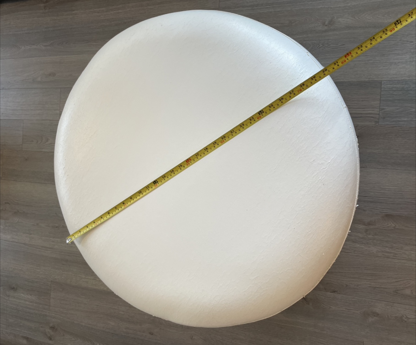 Round White Ottoman Footstool - photo 2