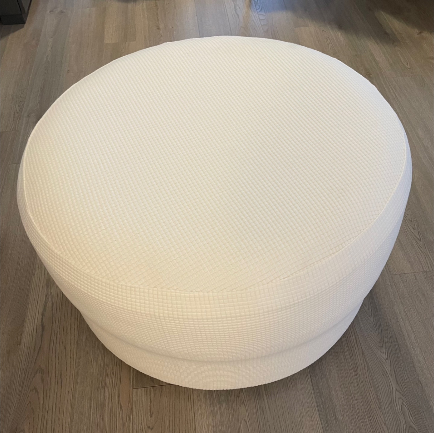 Round White Ottoman Footstool - photo 5