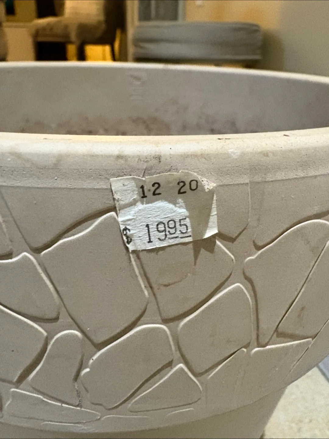 Large off-white planter with saucer image indicator(2)