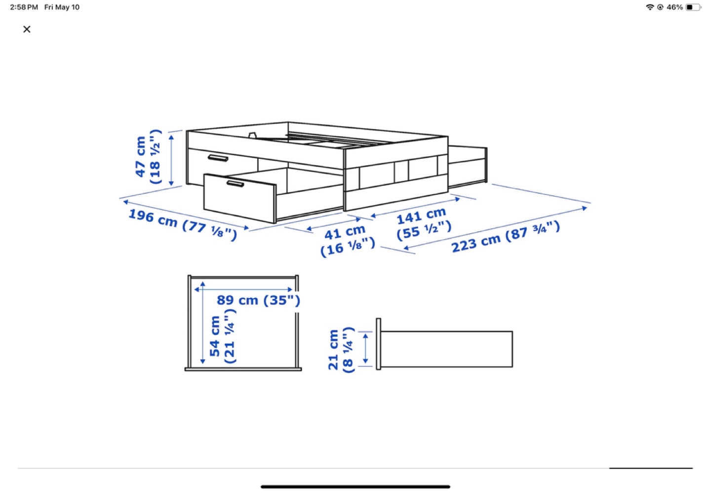 MOVING OUT SALE IKEA BRIMNES White Full Bed Frame with Storage - photo 3