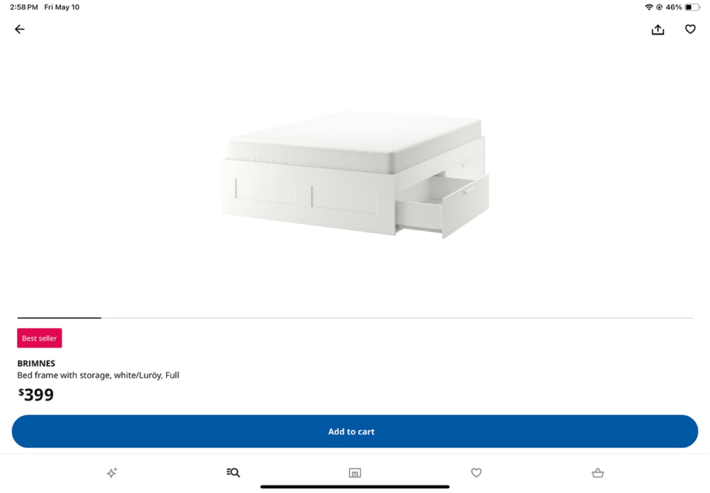 MOVING OUT SALE IKEA BRIMNES White Full Bed Frame with Storage - photo 2