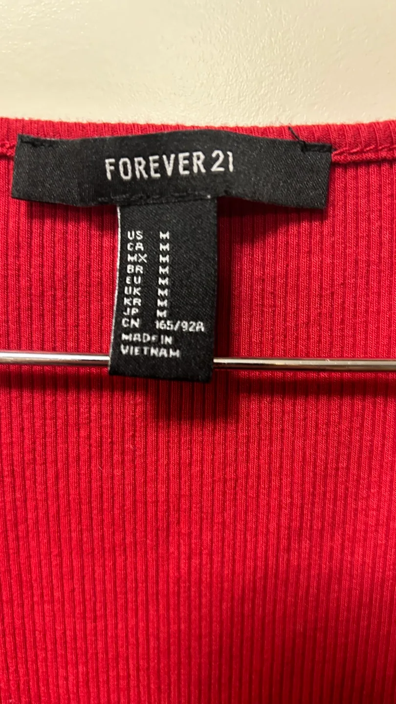 Forever 21 Red Ribbed Knit Midi Dress image indicator(3)