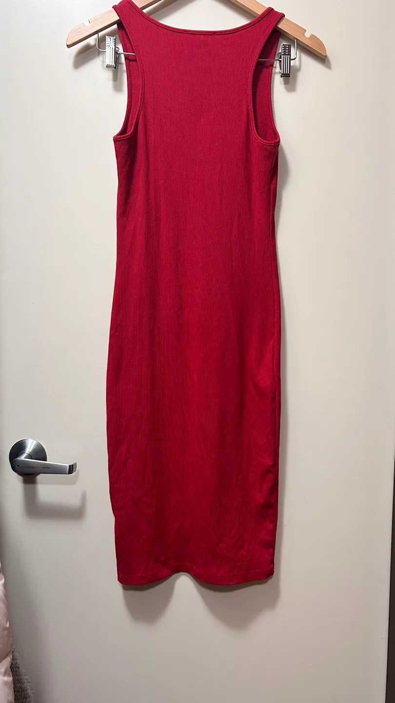 Forever 21 Red Ribbed Knit Midi Dress image indicator(5)