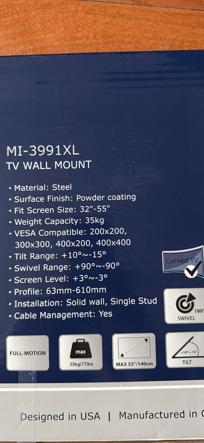 MI-3991XL Full Motion TV Wall Mount 32-55" - photo 2
