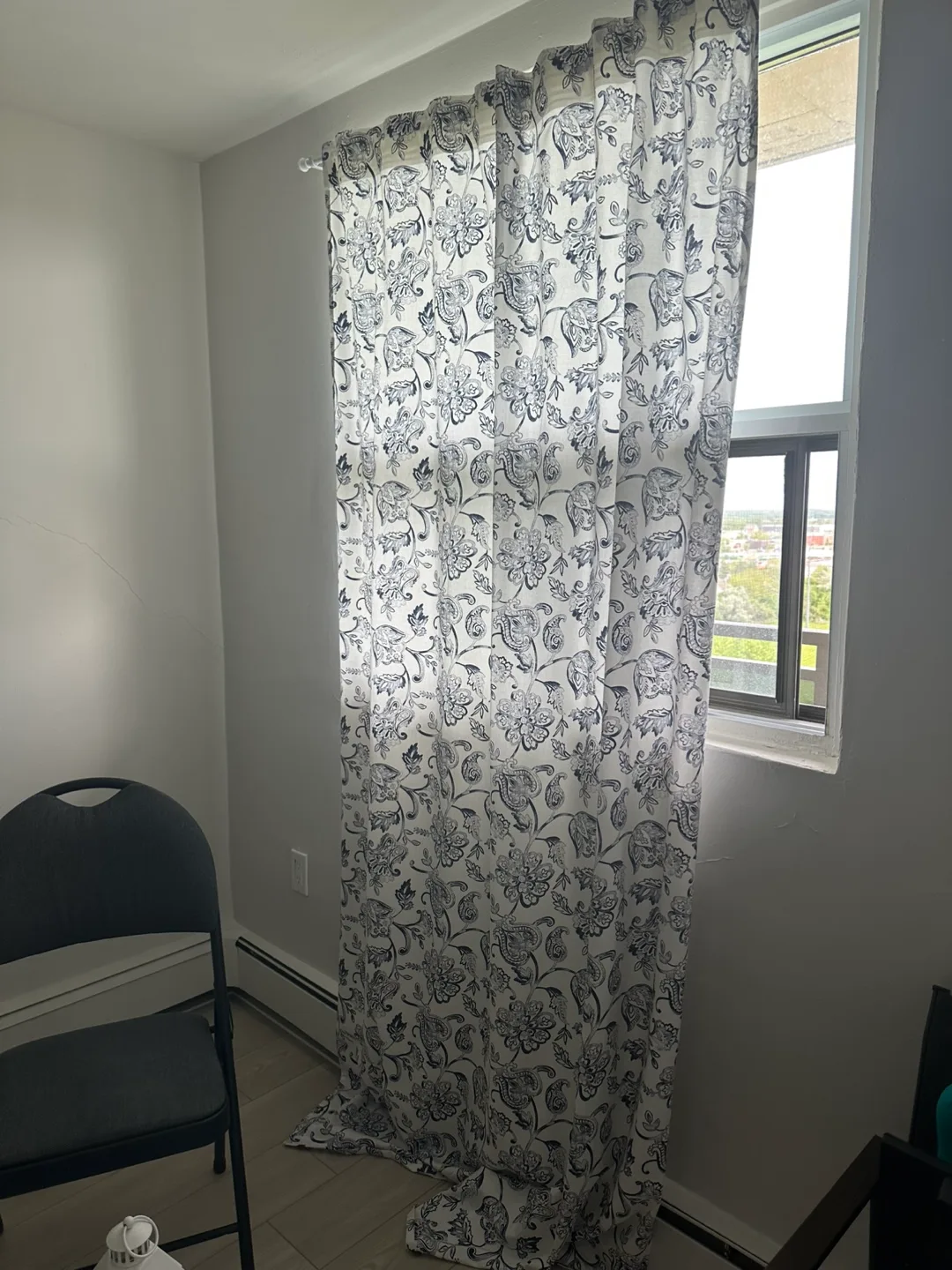 Ikea: Four Panel White and Blue Floral Curtains- all for 30 thumbnail