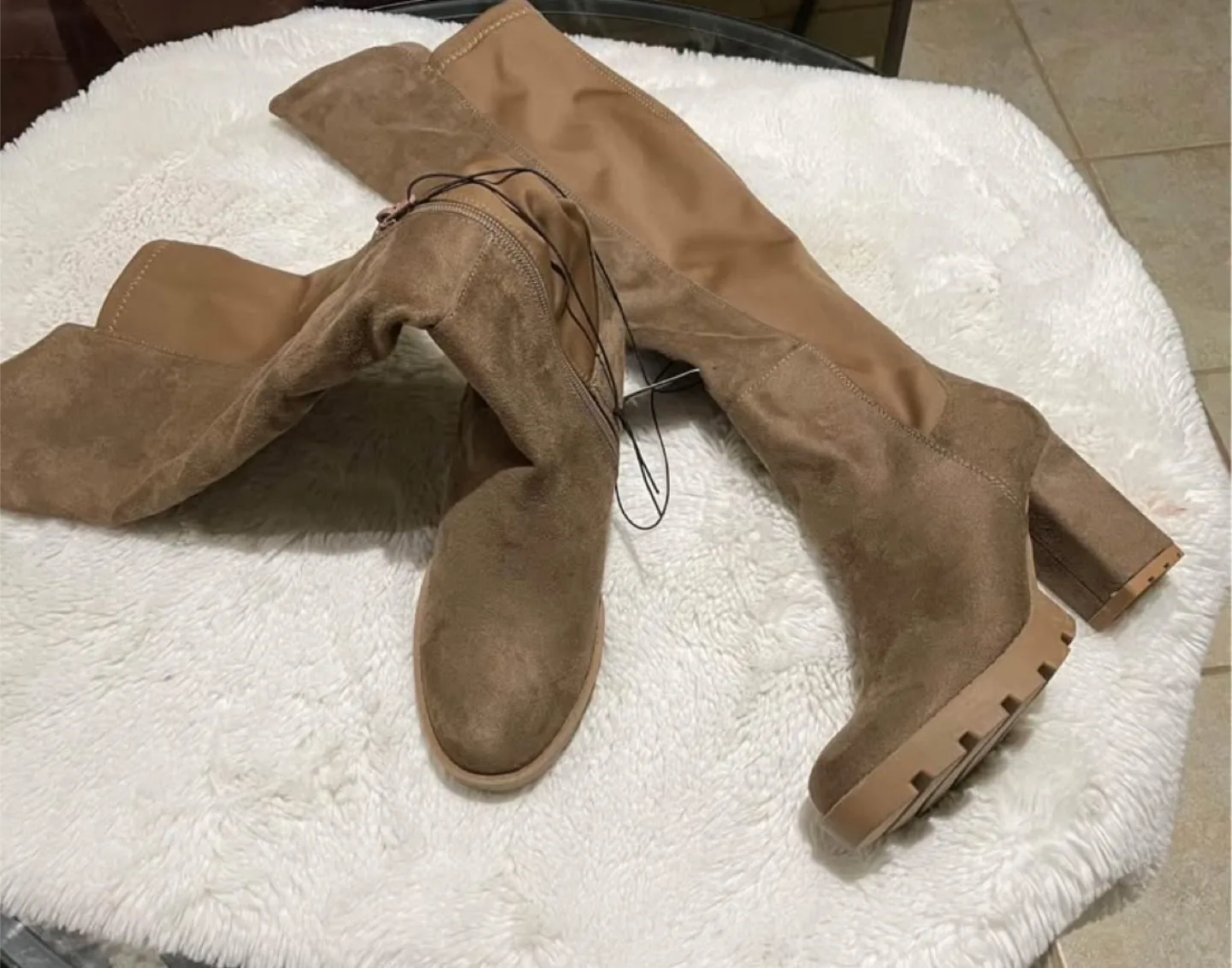 Women's Taupe Over-the-Knee Block Heel Boots - Size 8 image indicator(2)