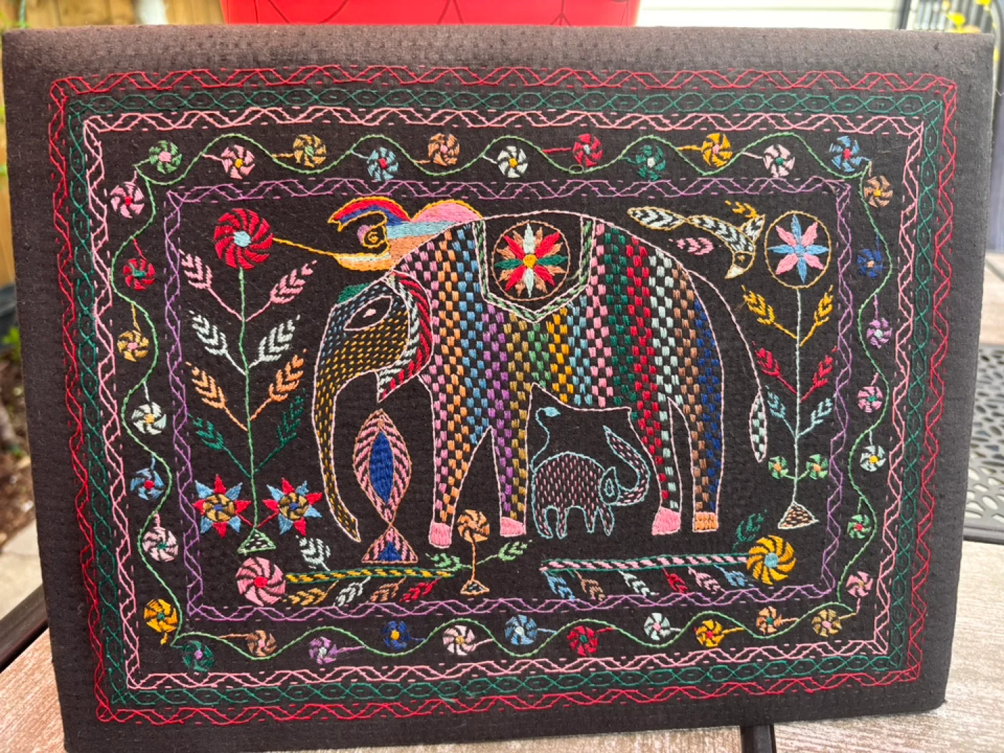 Hand-embroidered Elephant Wall Hanging thumbnail