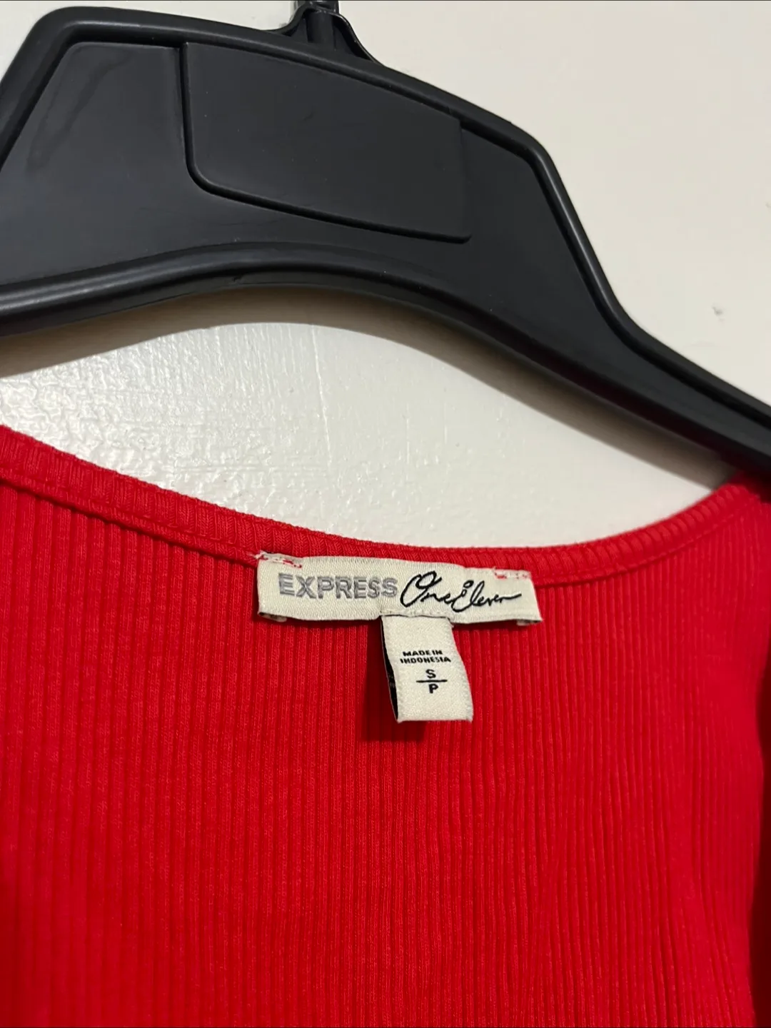 Express One Eleven Red Ribbed Knit Wrap Top Small #freecycle image indicator(3)