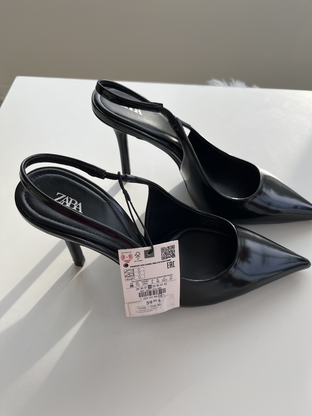 Zara Black Slingback Heels Size 38 - photo 2