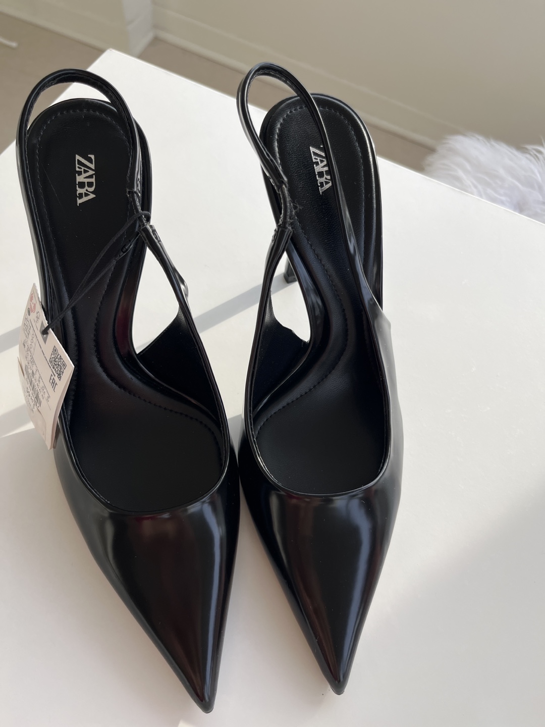 Zara Black Slingback Heels Size 38