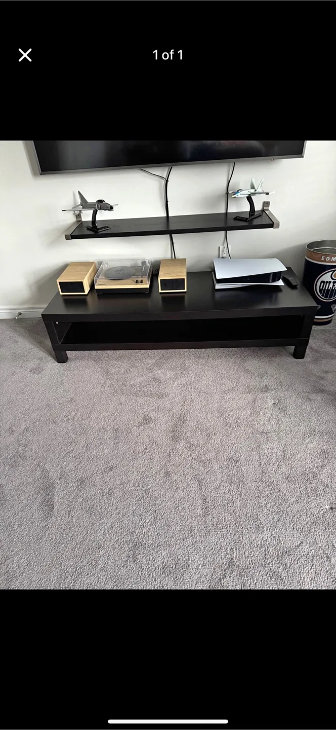 Black TV Stand with Shelf thumbnail