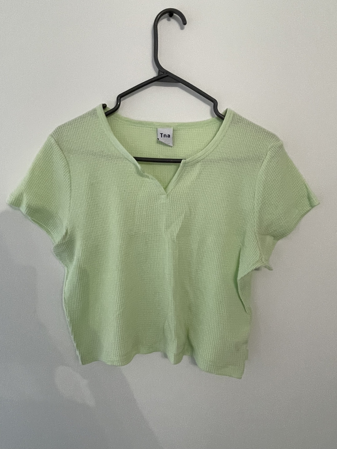 Tna Waffle Knit Crop Top - Light Green - Size Large
