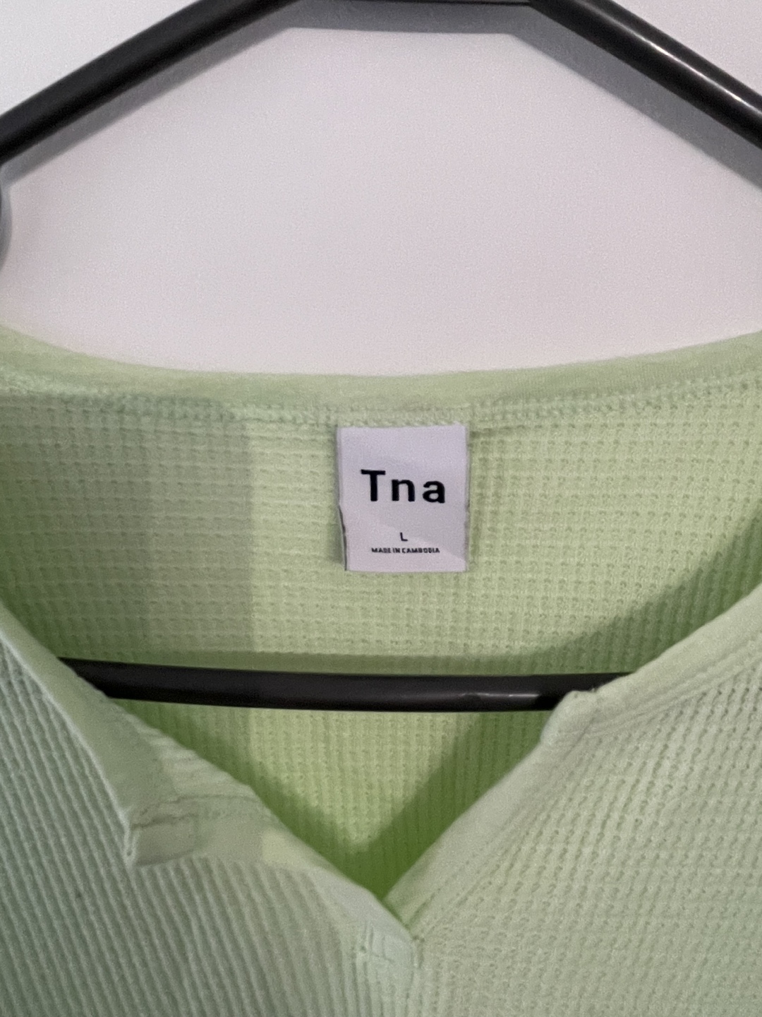 Tna Waffle Knit Crop Top - Light Green - Size Large - photo 3