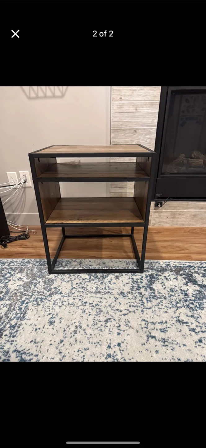 Industrial-Style End Table with Shelves thumbnail