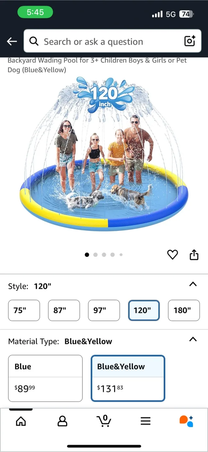 CACSPS 140" Non-Slip Splash Pad for Kids and Dog image indicator(3)